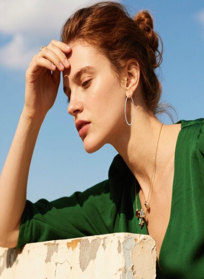 Tedux 5 Pairs Stainless Steel Hoop Earrings, Big Thin Hypoallergenic Earrings for Women, Stylish Simple Hoop Earrings 30/40/50/60/70mm - Image 4